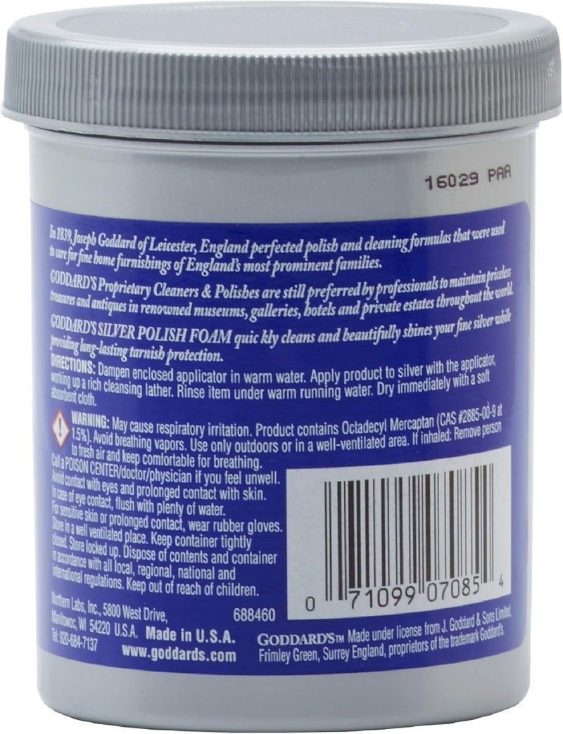 GODDARD'S Goddard’s Silver Polish Foam – Silver Jewelry Cleaner for Antiques, Accessories, Ornaments & More – Silver Cleaner for Silverware Protection – Tarnish Remover for Jewelry w/Sponge Applicator (6 oz) - Image 2